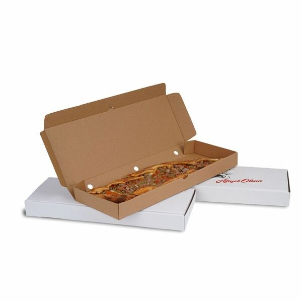 44x16x4 cm Baskılı Pide Kutusu 100 - Beyaz