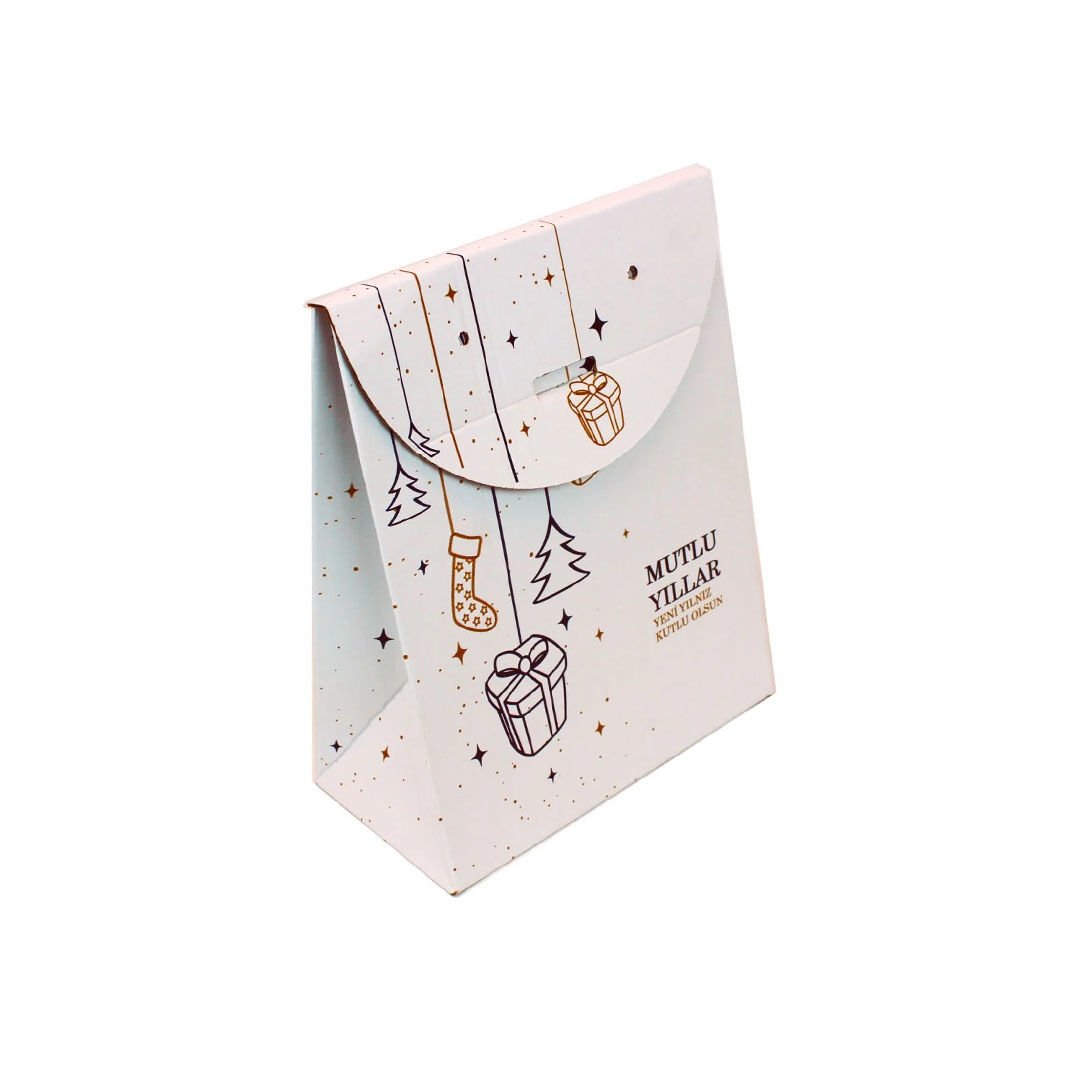 Mutlu Yıllar Baskılı Hediye Paketi 20x10x25 cm 100