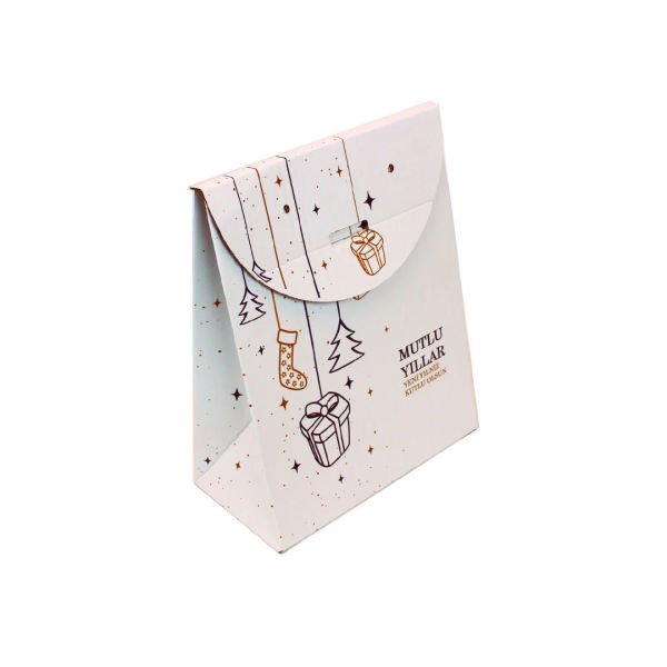 Mutlu Yıllar Baskılı Hediye Paketi 20x10x25 cm 100