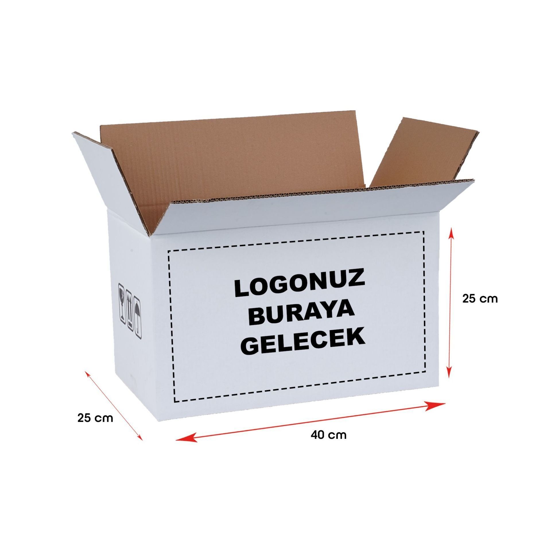 Baskılı E-Ticaret Kargo Kolisi 10 - 40x25x25 - Beyaz