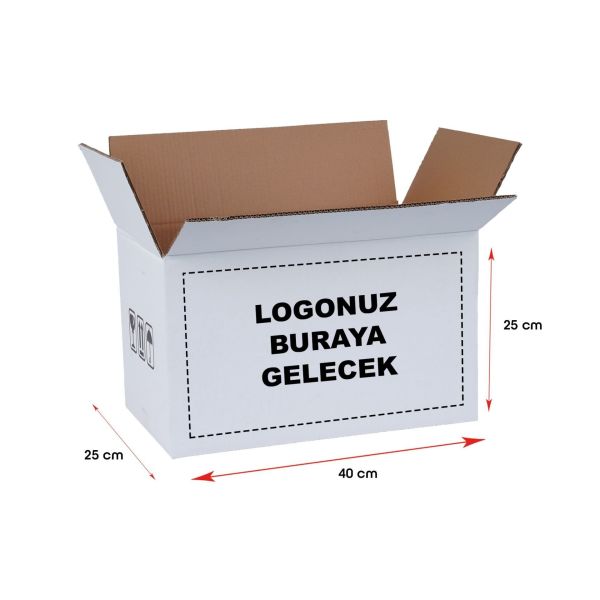 Baskılı E-Ticaret Kargo Kolisi 100 - 40x25x25 - Beyaz