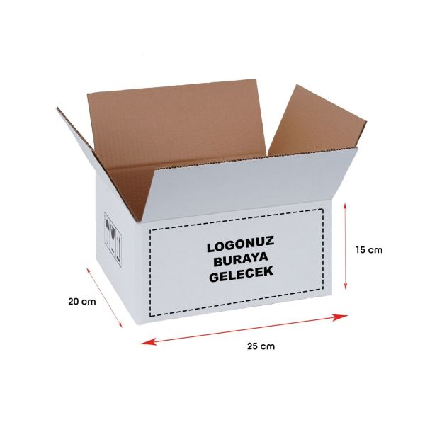 Baskılı Ekonomik Kargo Kolisi 50 - 25x20x15 - Beyaz