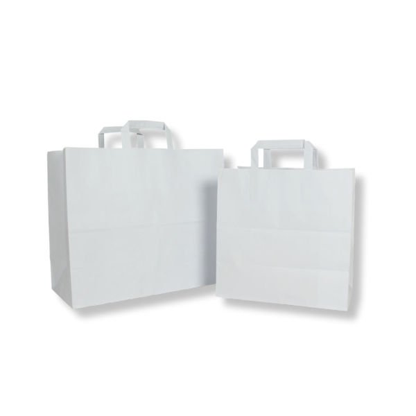 18x24x10 cm Düz Saplı Kağıt Çanta 1000 - Beyaz