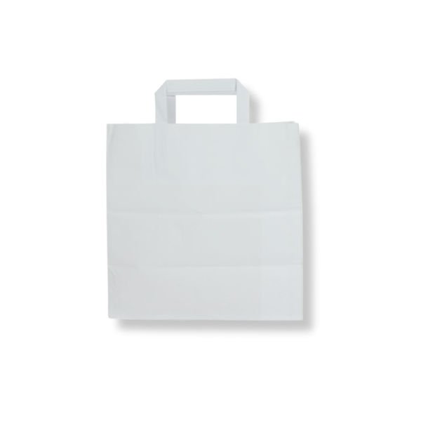 18x24x10 cm Düz Saplı Kağıt Çanta 1000 - Beyaz