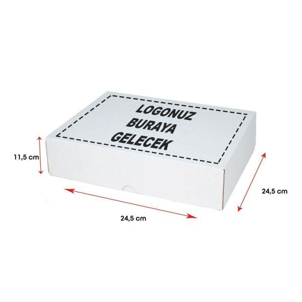 Baskılı E-Ticaret Kargo Kutusu (Büyük Desi) 500 - 24,5x24,5x11,5 - Beyaz