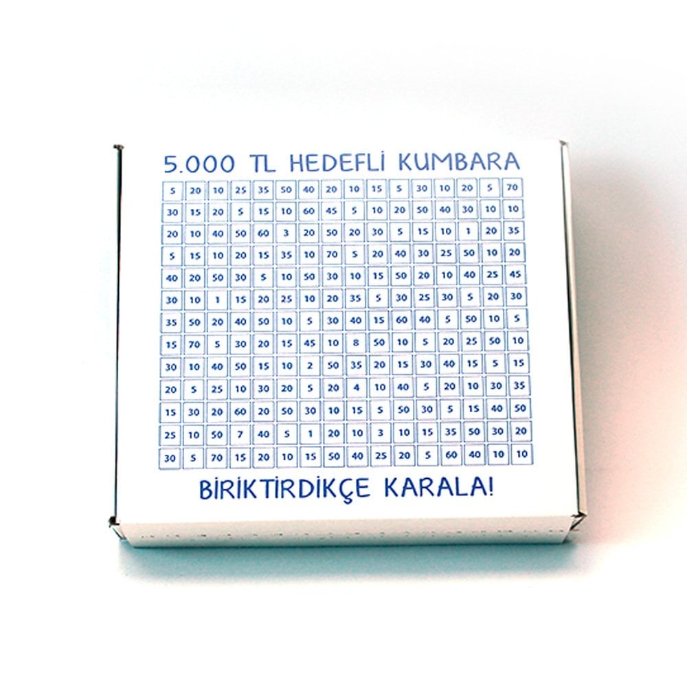 5 Bin TL Hedefli Kumbara 27,5x22,5x7,5 Cm Beyaz - 1