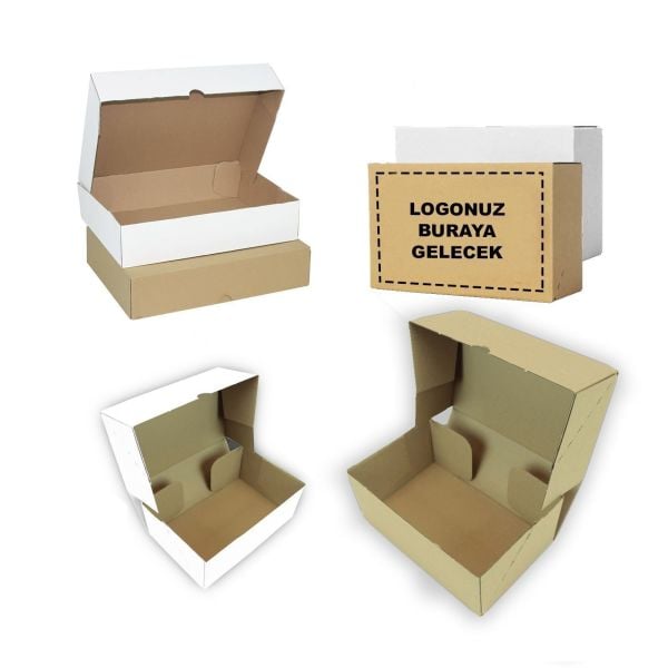 Baskılı E-Ticaret Kargo Kutusu (Büyük Desi) 500 - 40x22x16 - Beyaz