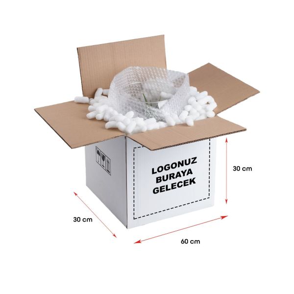 Baskılı Taşıma Kolisi 200 - 60x30x30 - Beyaz