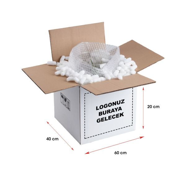 Baskılı Taşıma Kolisi 500 - 60x40x20 - Beyaz