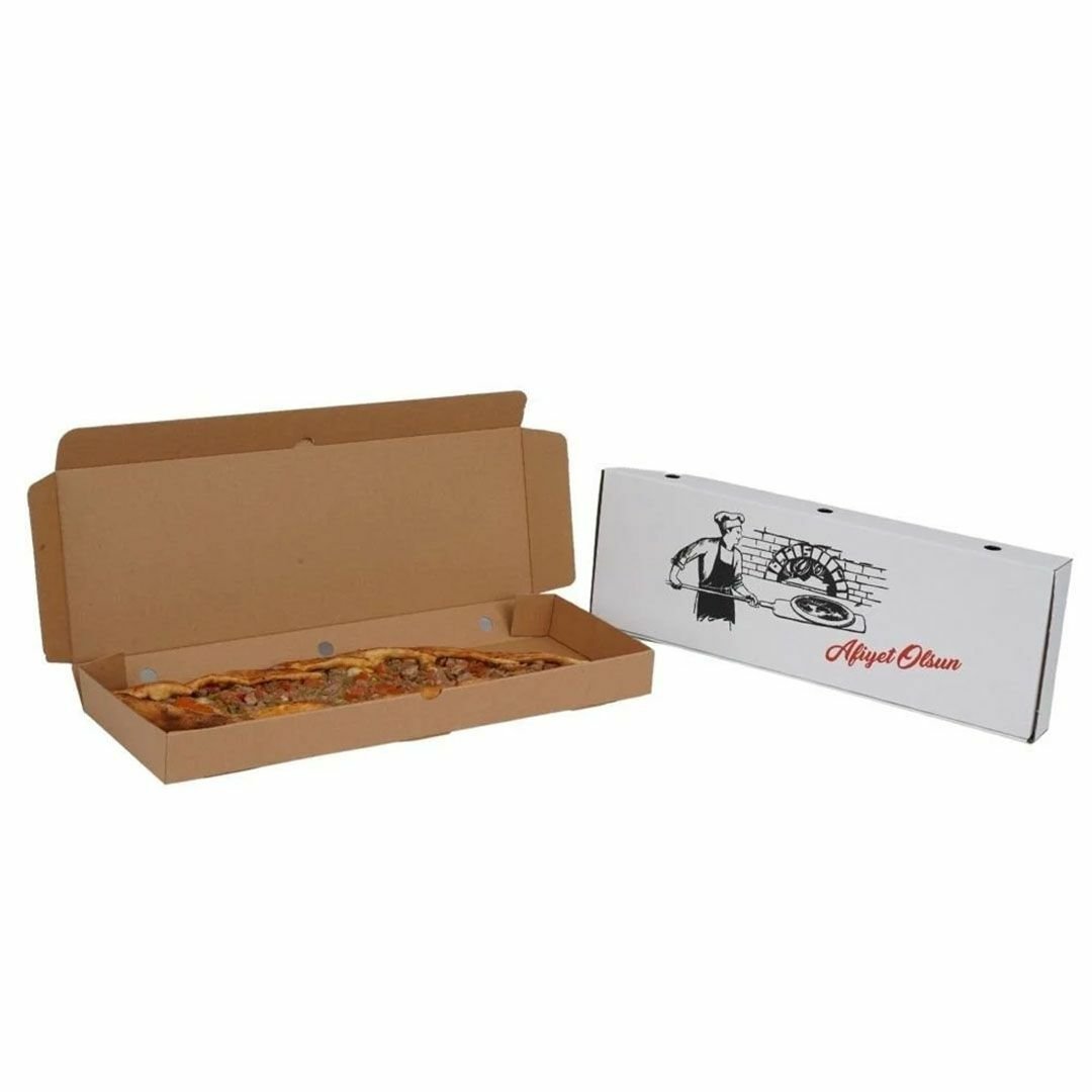 32x15x4 cm Baskılı Pide Kutusu 250 - Beyaz