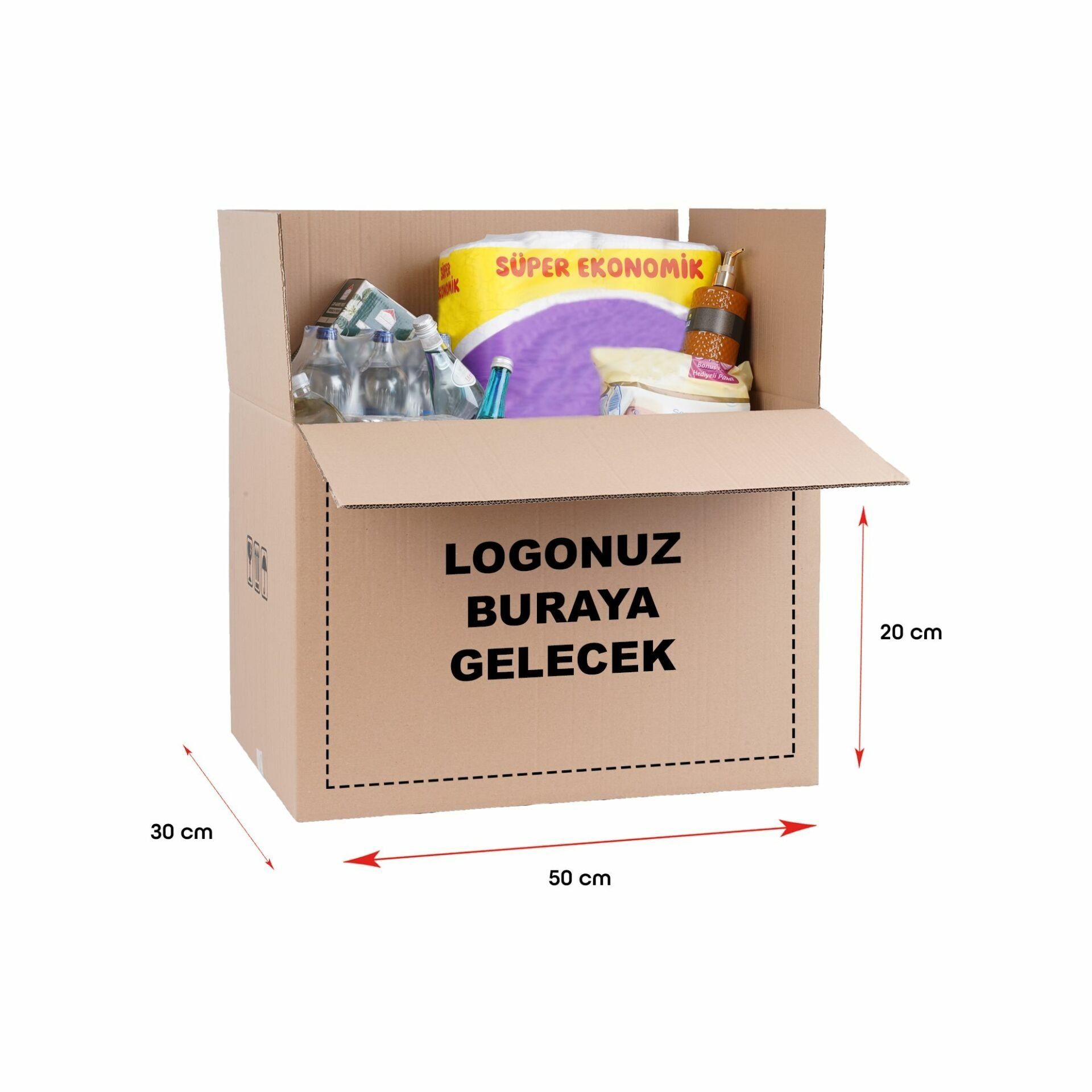 Baskılı Taşıma Kolisi 20 - 50x30x20 - Esmer