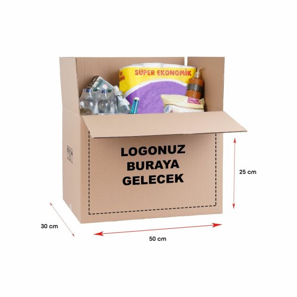 Baskılı Taşıma Kolisi 200 - 50x30x25 - Esmer