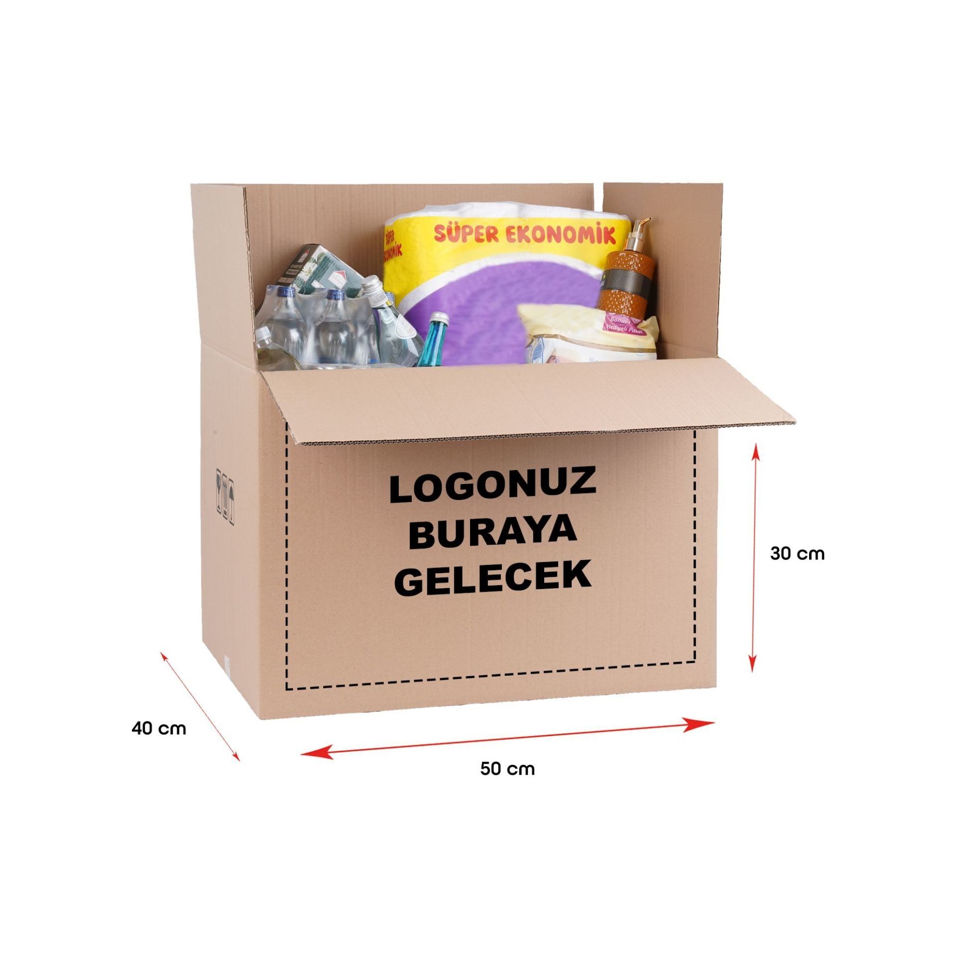 Baskılı Taşıma Kolisi 10 - 50x40x30 - Esmer