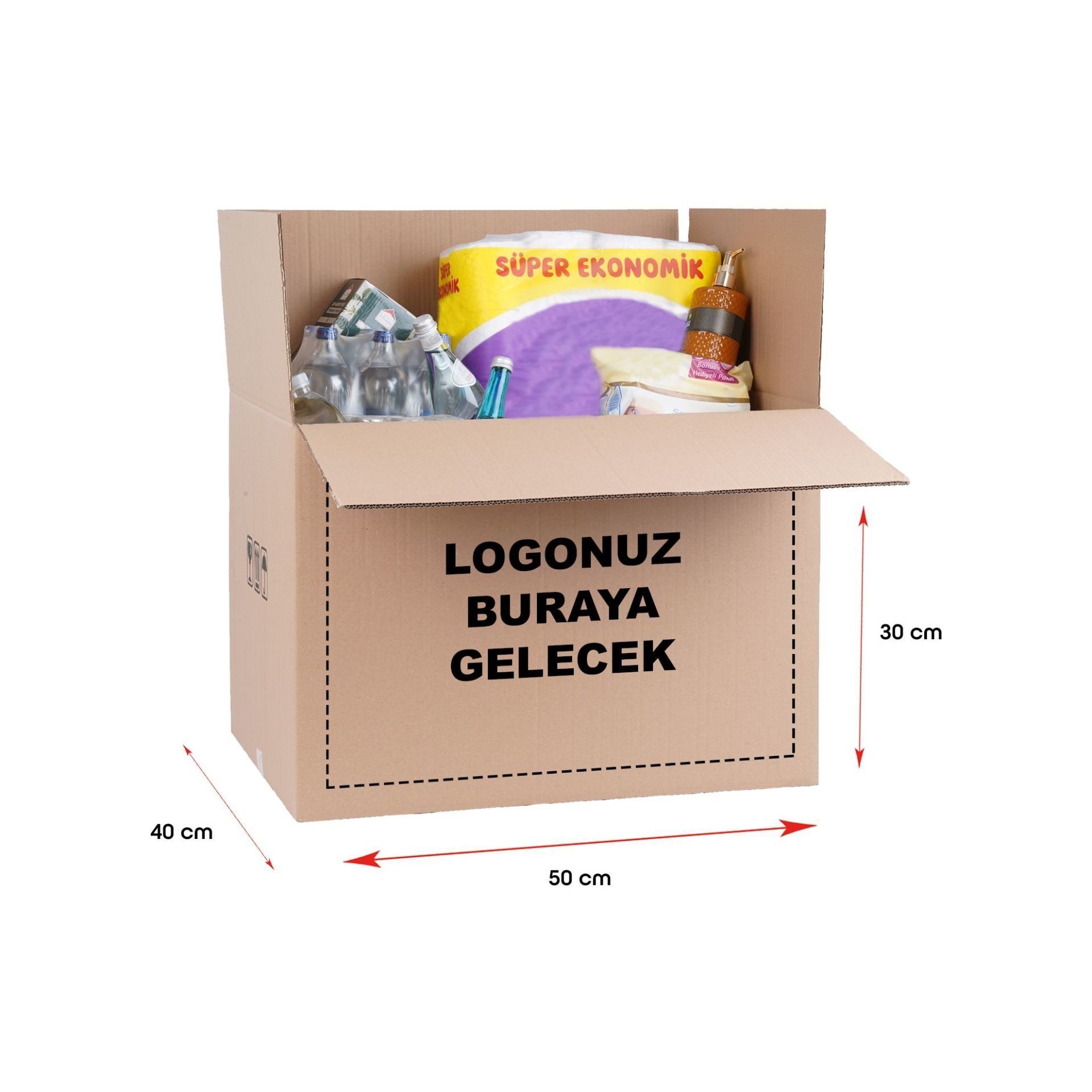 Baskılı Taşıma Kolisi 500 - 50x40x30 - Esmer