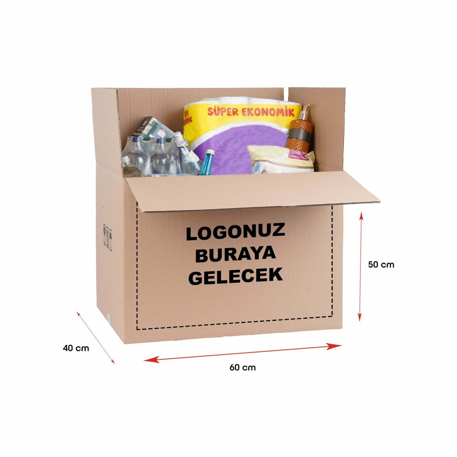 Baskılı Taşıma Kolisi 200 - 60x40x50 - Esmer