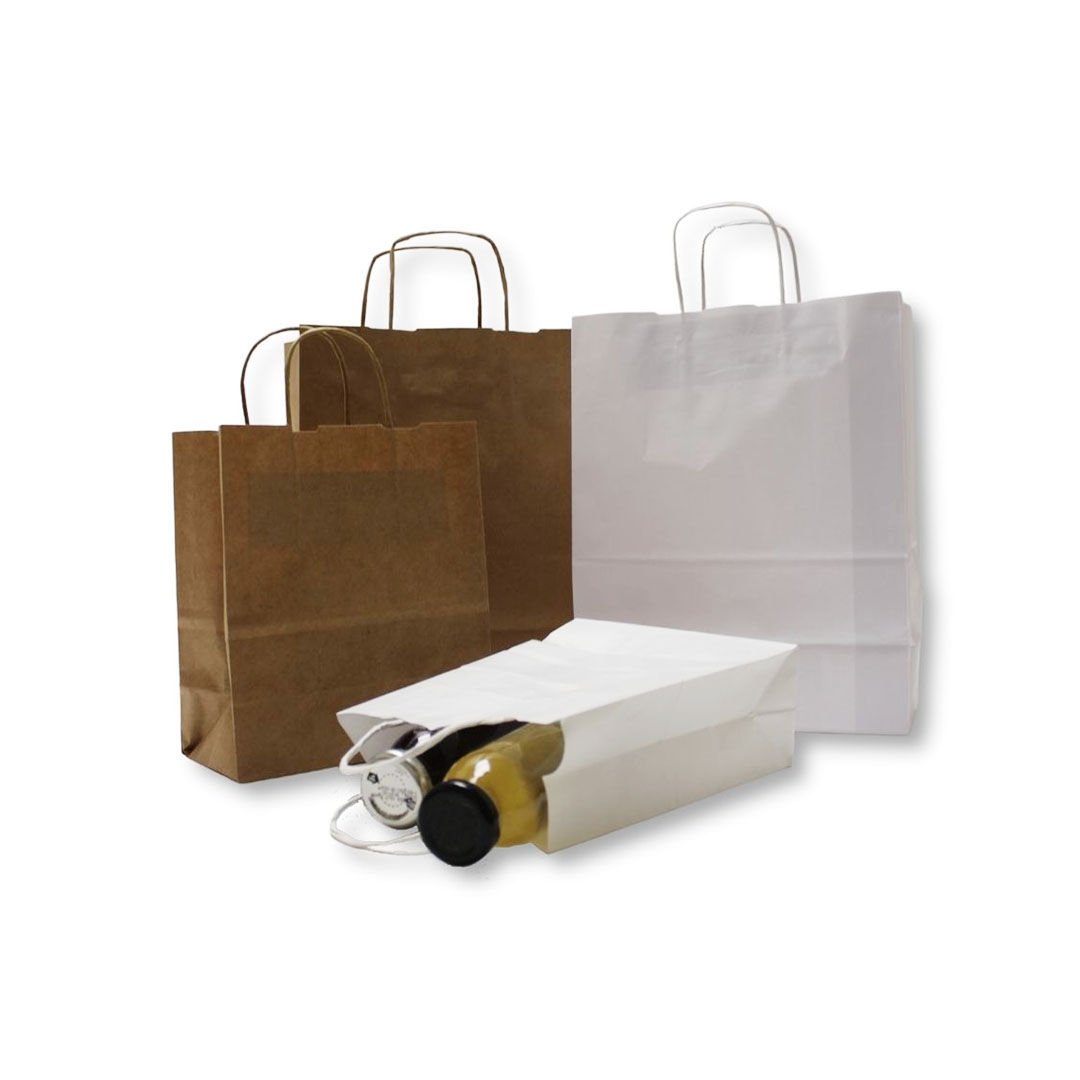 20X22+10 cm Burgu Saplı Kağıt Çanta 250 - Beyaz