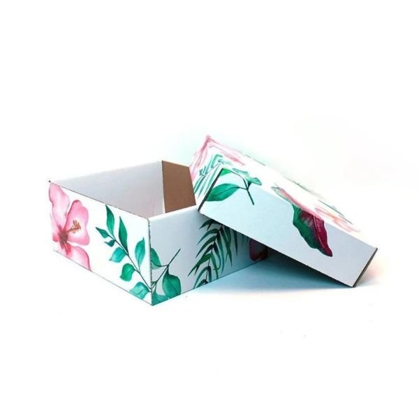 35,5x31x15,5 cm Renkli Çiçekli Hediye Kutusu 10 Adet
