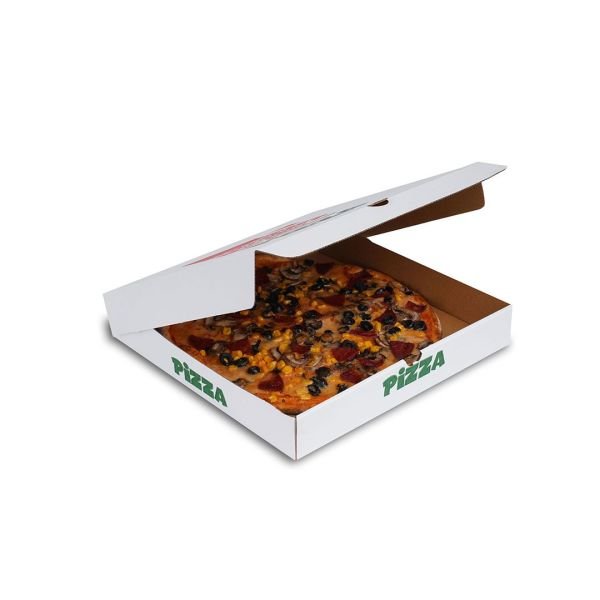 23,5x23,5x3 cm Baskılı Pizza Kutusu 500 - Beyaz