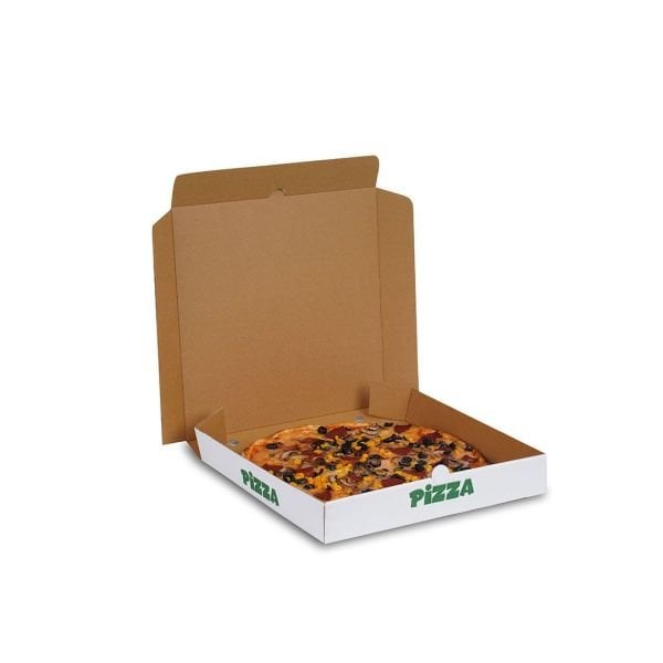 28x28x4,5 cm Baskılı Pizza Kutusu 250 - Beyaz
