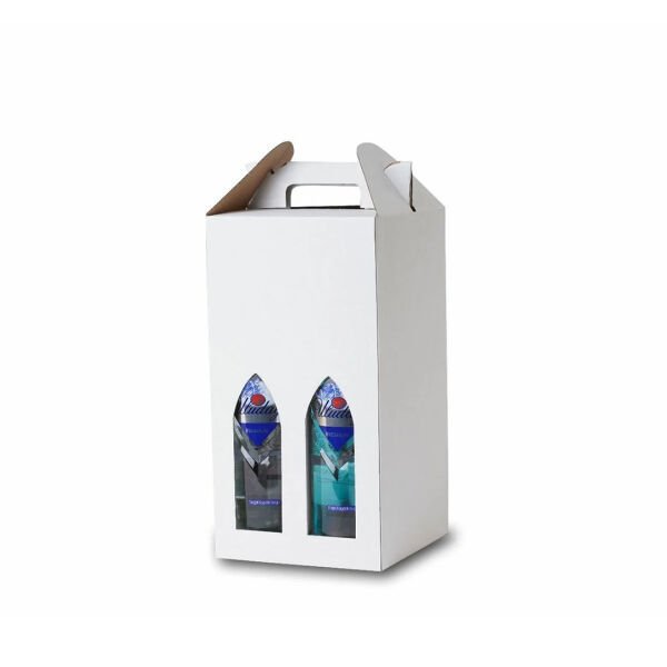 Beyaz 4'lü Şişe Kutusu 17,5x17,5x33 cm 50 - Beyaz