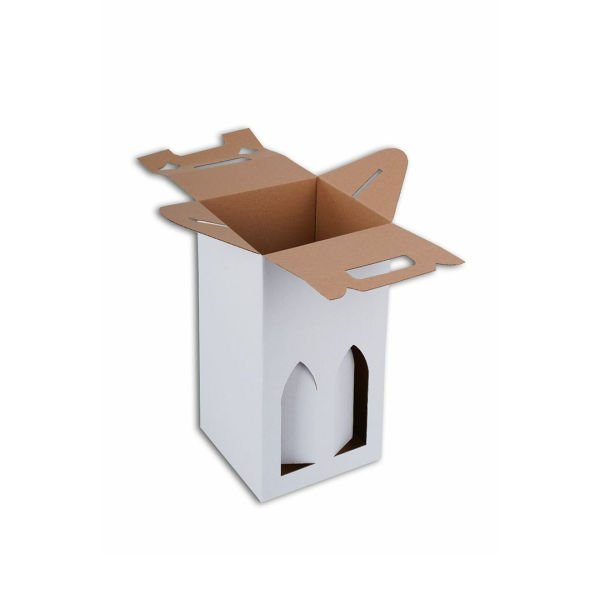 Beyaz 4'lü Şişe Kutusu 17,5x17,5x33 cm 100 - Beyaz