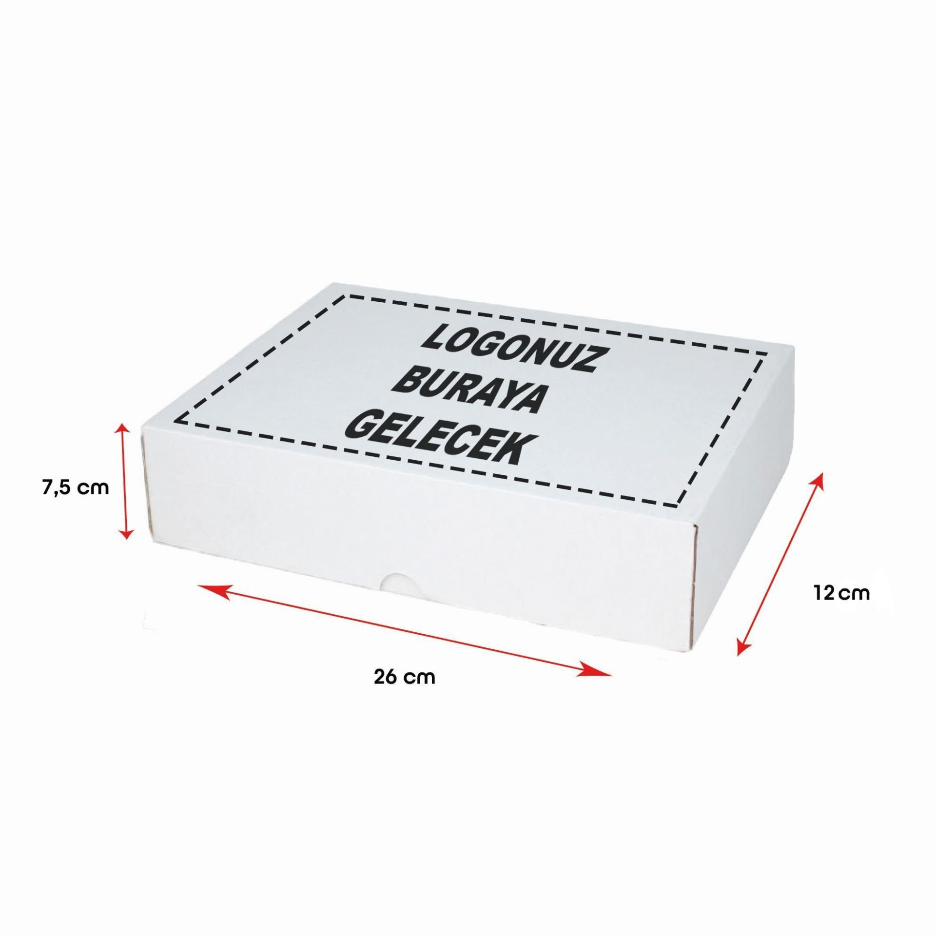 Baskılı E-Ticaret Kargo Kutusu (Küçük Desi) 50 - 26x12x7,5 - Beyaz