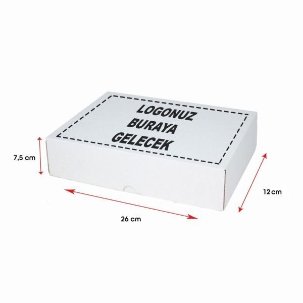 Baskılı E-Ticaret Kargo Kutusu (Küçük Desi) 50 - 26x12x7,5 - Beyaz