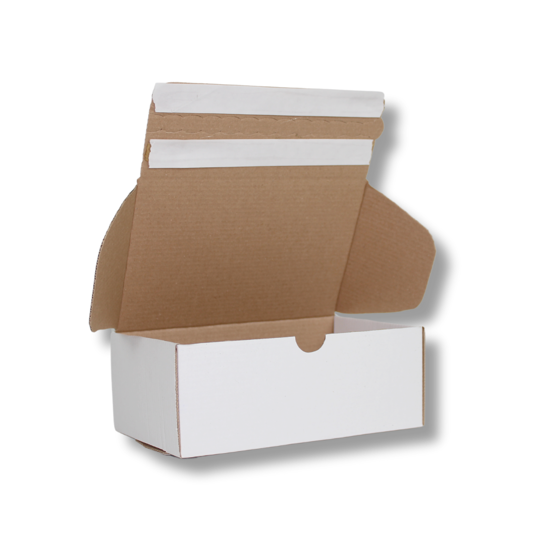 20x12,5x7,5 cm Çift Bantlı Yapıştırmalı Kutu Beyaz - 500